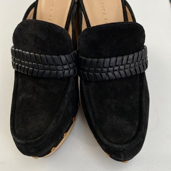 ❗️SOLD❗️Veronica Beard Black Suede Platform Delia Clogs Size 9.5 - Picture 4 of 12